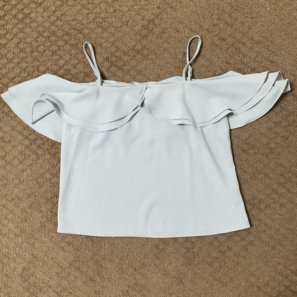 Womens Light Blue Off The Shoulder Top Size M